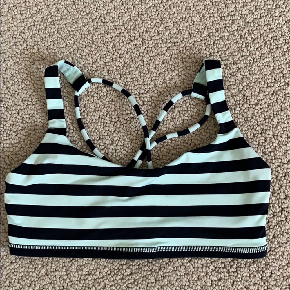 Lululemon Black Mint Striped Sports Bra